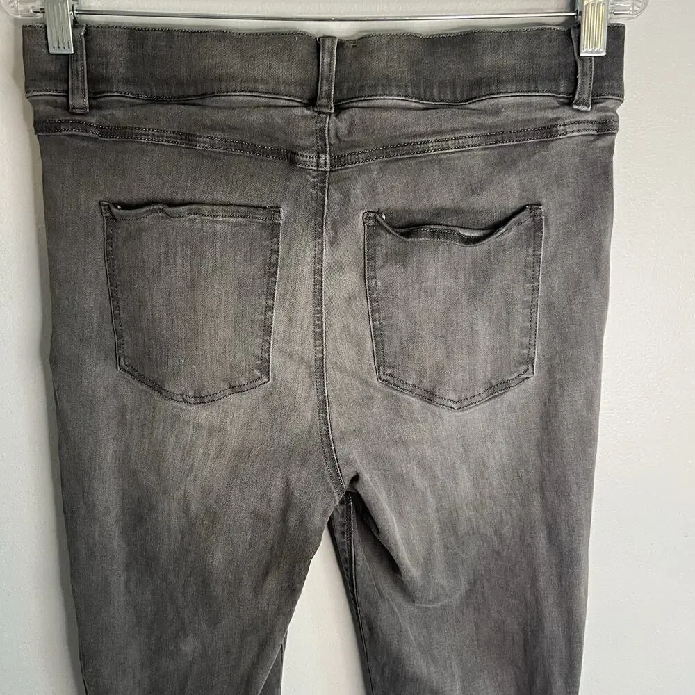 Spanx Womens Pull On Jeans Distressed Raw Hem Gray Sz XL Denim Charcoal - Picture 9 of 13